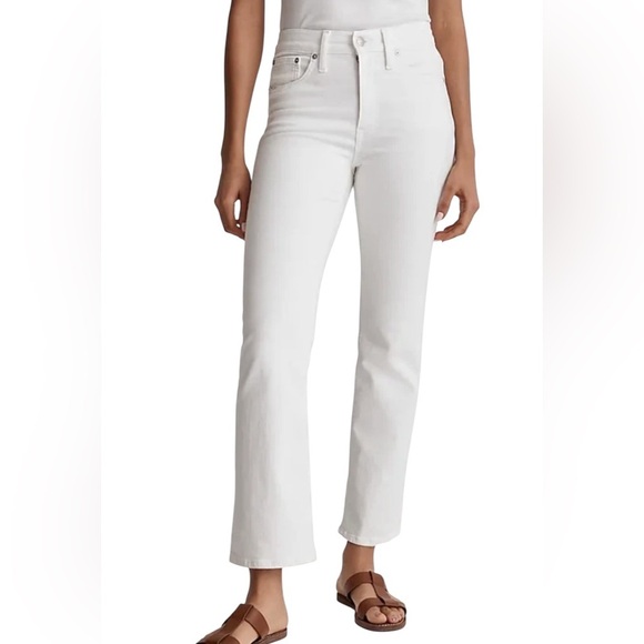 Madewell‎ Mid Rise Kick Out White Denim Jeans - Picture 2 of 5